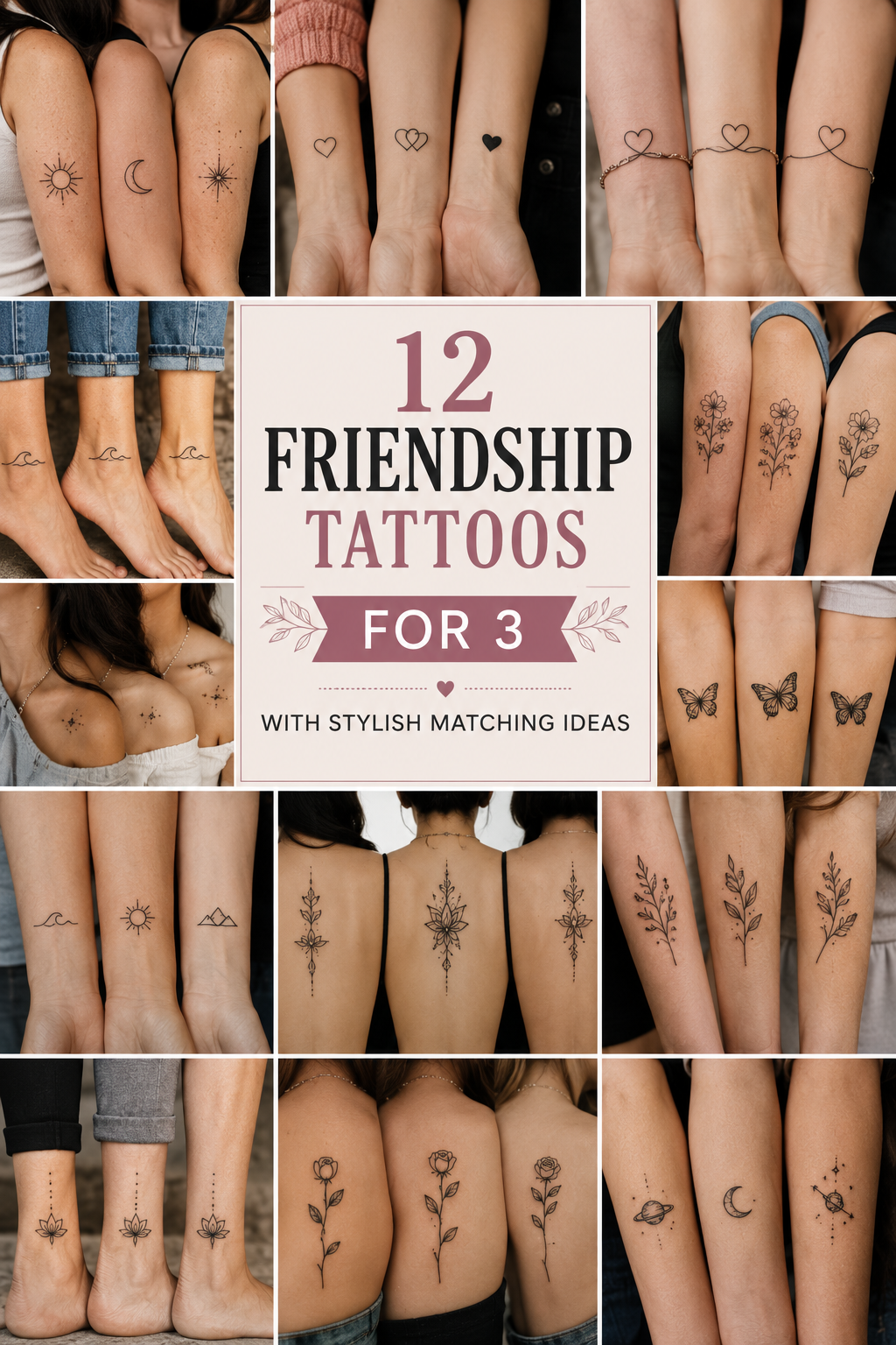 Friendship Tattoos For 3 With Stylish Matching Ideas