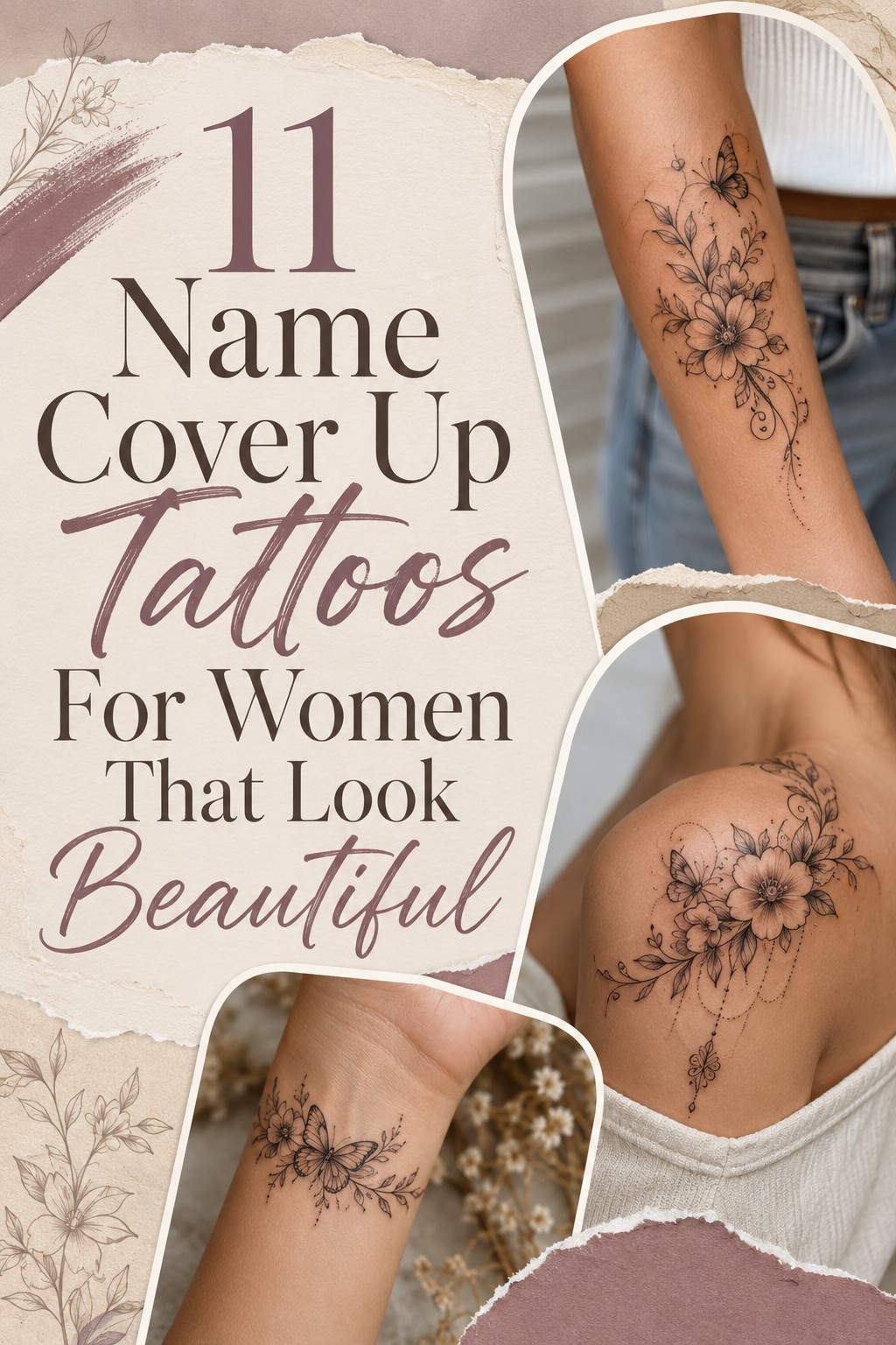 Name cover up tattoos for women that look beautiful
